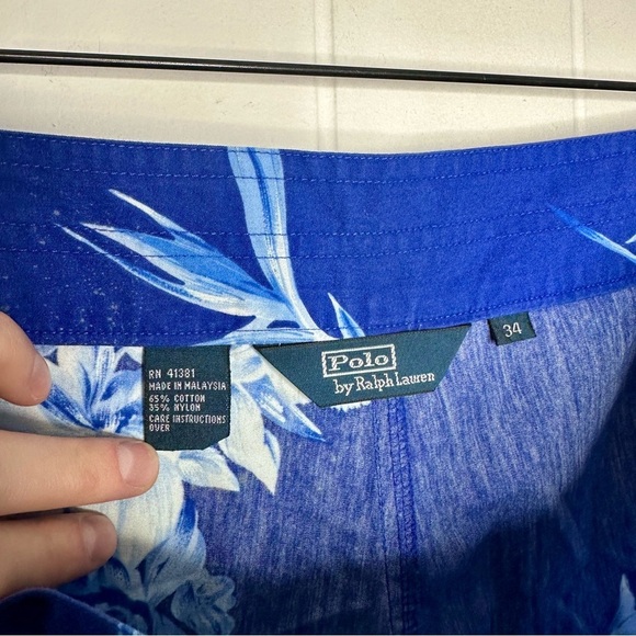 Vintage Polo Ralph Lauren Blue Floral Hawaiian Board Shorts - Picture 4 of 12